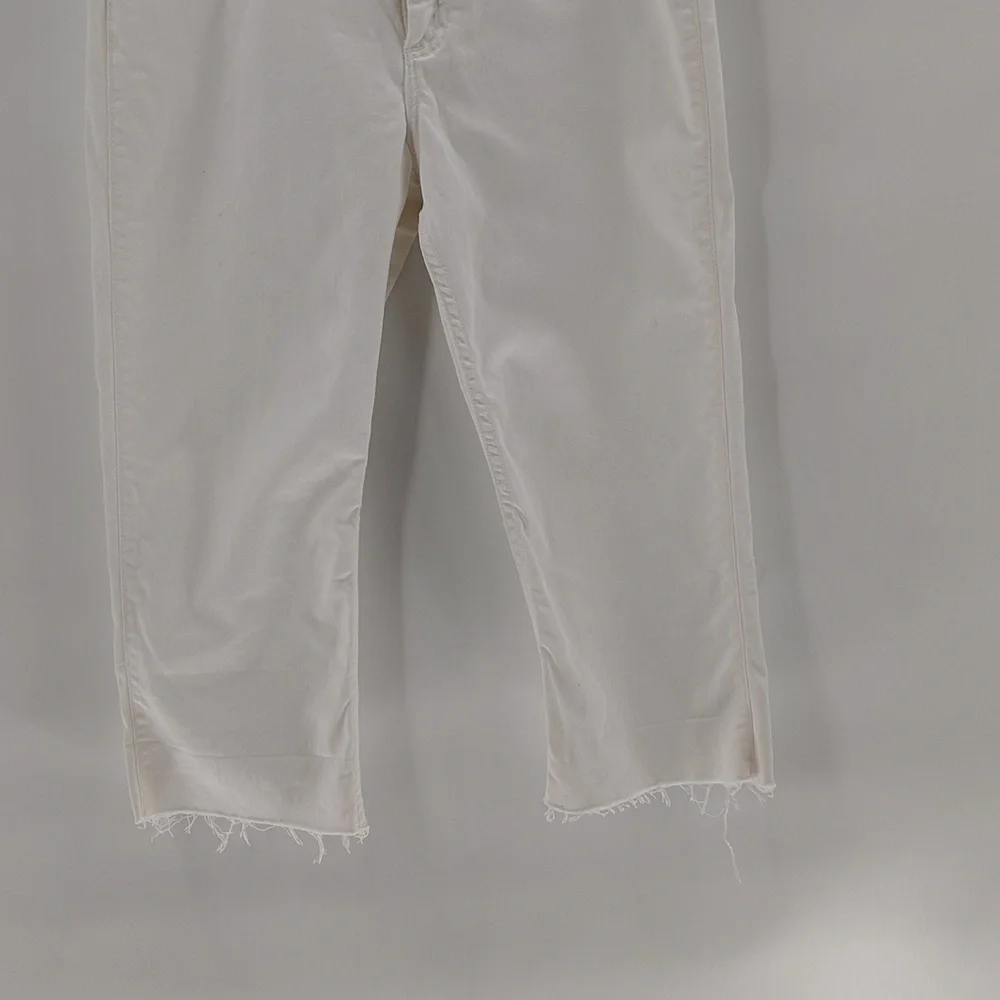 Wrangler Q-baby Altered Crop Denim Jeans Size 7 8 White No Gap Waist - Picture 3 of 10